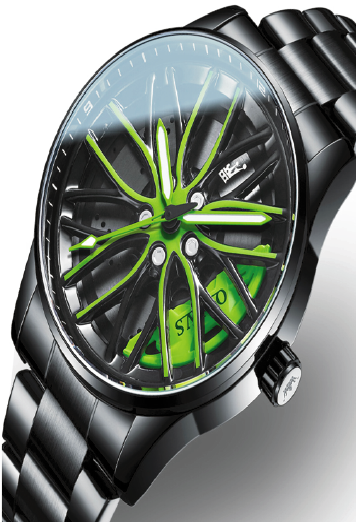 OLEVS Hip Hop Car Wheel Watch Green